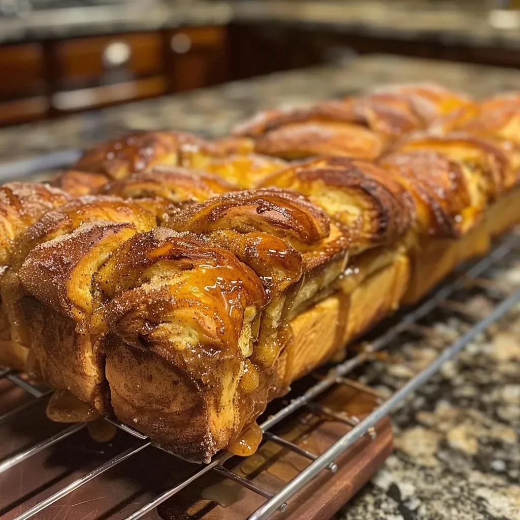 ['Close-up view of sliced Cinnamon Sugar Pull Apart Bread, showcasing its fluffy texture and golden crust.', 'Side view of a loaf of Cinnamon Sugar Pull Apart Bread with visible cinnamon swirls and sugar coating.', 'Juicy, pull-apart sections of Cinnamon Sugar Bread revealing the cinnamon filling and warm, buttery color.', 'Detailed shot of Cinnamon Sugar Pull Apart Bread highlighting its soft, layered interior and crunchy top.']