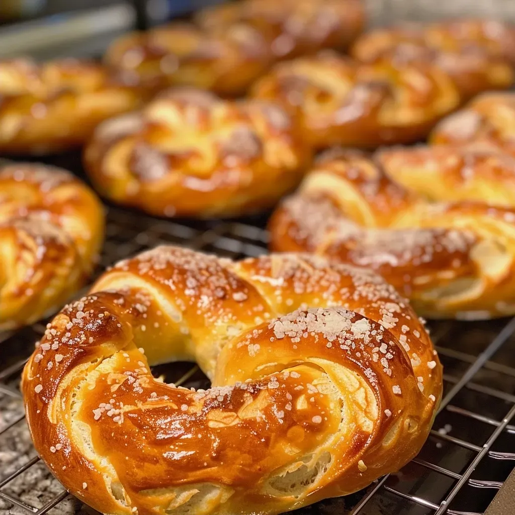['Close-up view of golden brown cottage cheese soft pretzels on a wooden surface.', 'Side view of freshly baked cottage cheese soft pretzels with a shiny glaze and salt on top.', 'Juicy cottage cheese soft pretzels arranged artfully on a plate, showcasing their texture.', 'Delicious, fluffy cottage cheese soft pretzels captured in vibrant detail against a rustic backdrop.']