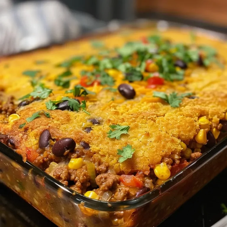 ['A close-up side view of a delicious Cowboy Cornbread Casserole with a golden cornbread topping.', 'Juicy Cowboy Cornbread Casserole showcasing layers of meat, beans, and cornbread.', 'A mouthwatering Cowboy Cornbread Casserole, highlighting its rich textures and ingredients.', 'A side view of Cowboy Cornbread Casserole featuring a golden crust and savory filling.']