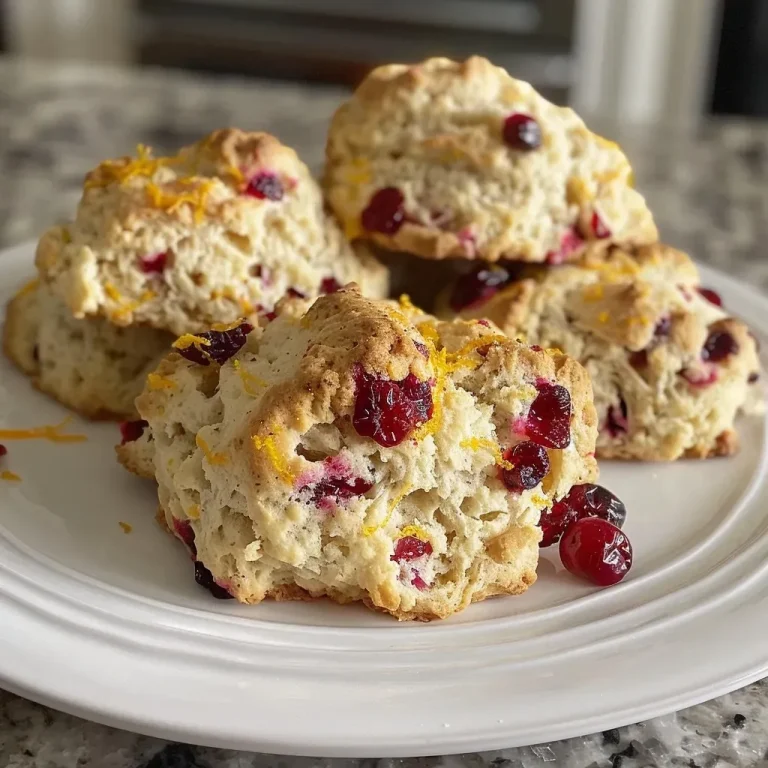 ['A close-up view of a freshly baked Cranberry Orange Scone with visible cranberries.', 'A side view of a golden-brown Cranberry Orange Scone highlighting its flaky texture.', 'A delicious, warm scone topped with a light glaze, featuring bits of cranberries and orange zest.', 'An iPhone photo showcasing a juicy Cranberry Orange Scone, revealing its moist interior.']