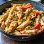 ['Juicy Creamy Cajun Chicken with a golden-brown crust on a plate.', 'Close-up of Creamy Cajun Chicken garnished with parsley and creamy sauce.', 'Side view of a succulent Creamy Cajun Chicken breast surrounded by sauce.', 'Deliciously cooked chicken breast in creamy sauce, ready to be served.']