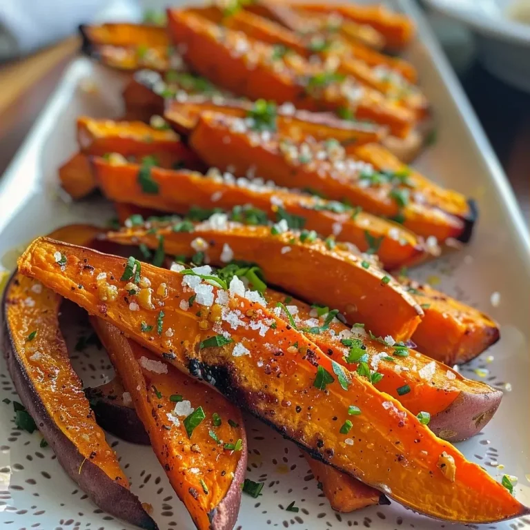 ['A close-up side view of crispy oven-baked sweet potato fries on a plate.', 'Juicy sweet potato fries seasoned with spices, displayed on a wooden surface.', 'A vibrant image capturing golden-brown sweet potato fries in natural light.', 'Close-up of perfectly cooked sweet potato fries with a crispy texture.']