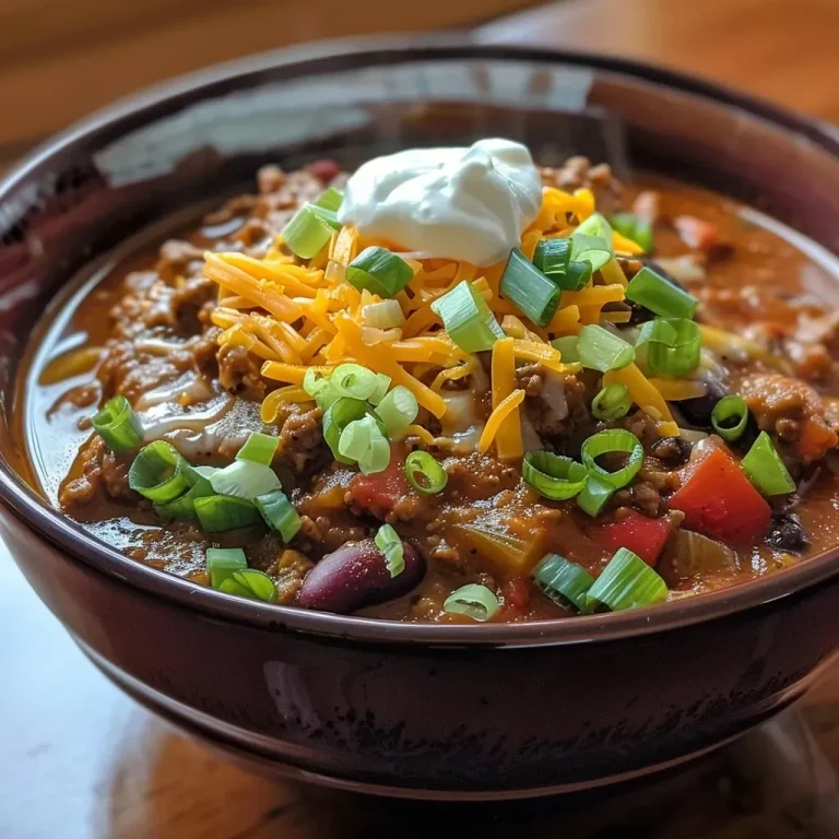 ['A close-up view of a bowl of vibrant pumpkin chili with ground beef, beans, and garnished with green onions.', 'A side view of a steaming bowl of pumpkin chili showing its rich colors and toppings.', 'Juicy crock pot pumpkin chili featuring ground beef, beans, and topped with shredded cheese and sour cream.', 'A visually appealing bowl of pumpkin chili captured in detail, highlighting the ingredients and textures.']