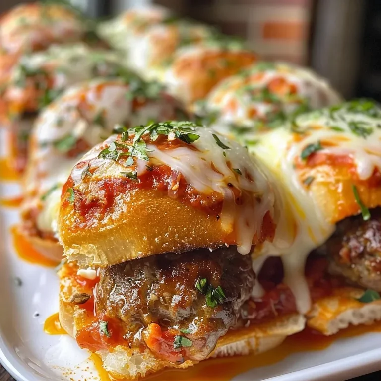 ['A side view of juicy meatball sliders on slider buns topped with melted cheese.', 'Close-up of meatball sliders filled with marinara sauce and gooey mozzarella cheese.', 'A delicious arrangement of meatball sliders on a wooden board, showcasing their ingredients.', 'Tasty meatball sliders with a golden crust, garnished with Italian seasoning.']