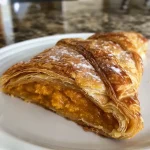 ['Close-up of a golden-brown Easy Pumpkin Danish pastry, showcasing the flaky layers and pumpkin filling.', 'Side view of a freshly baked Easy Pumpkin Danish with a glossy top and hints of coarse sugar.', 'Juicy Easy Pumpkin Danish pastry on a plate, displaying its rich pumpkin interior and flaky exterior.', 'Delicious Easy Pumpkin Danish from the side, highlighting the textured layers and warm colors.']