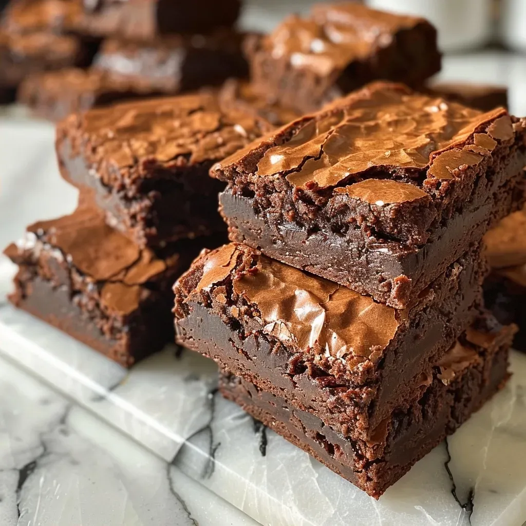 ['Close-up view of moist fudgy chocolate chunk brownies stacked on a plate.', 'Side profile of rich chocolate brownies with visible chocolate chunks and a glossy finish.', 'Juicy chocolate chunk brownies, showing their fudgy texture and dark chocolate pieces.', 'Delicious brownies displayed, highlighting the gooey texture and chocolate details.']