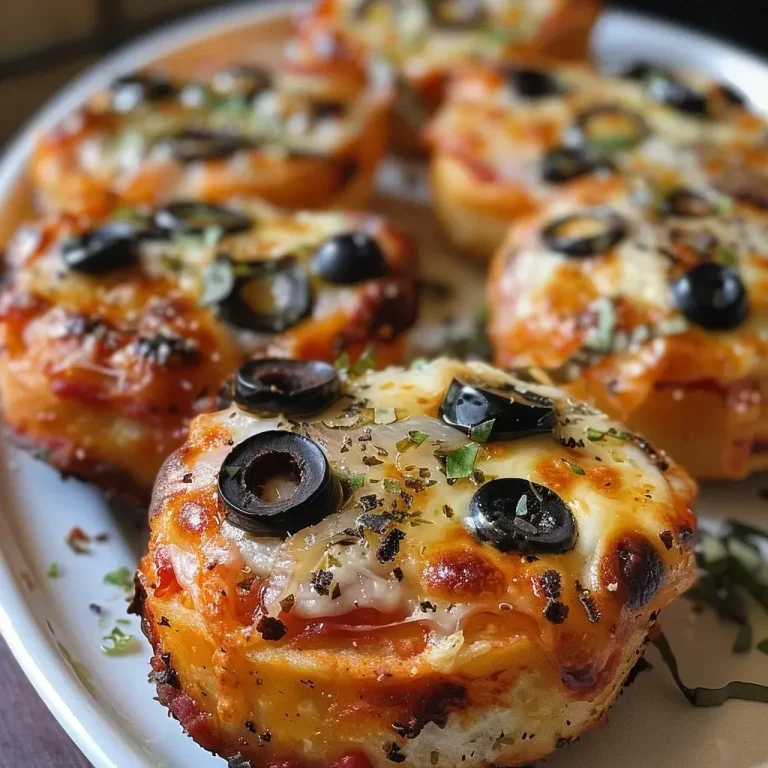['A close-up view of golden-brown cheese pizza bites with black olives and red sauce.', 'Juicy Ghostly Cheese Pizza Bites arranged on a plate with melted cheese oozing from the edges.', 'Side view of cheesy pizza bites featuring black olives and a rich red pizza sauce.', 'Tasty pizza bites with a crispy crust, topped with black olives and glistening cheese.']