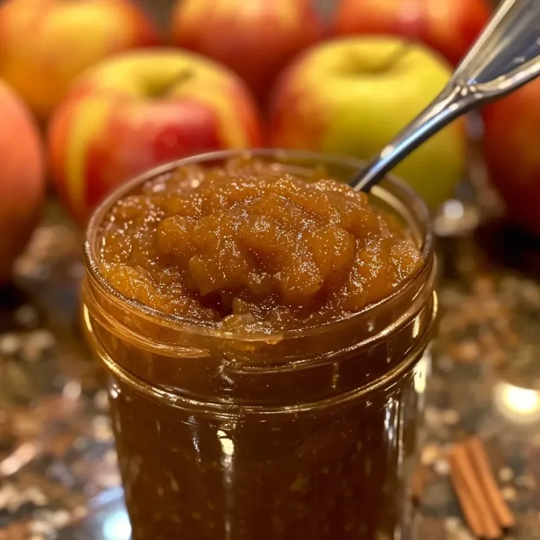 ['Close-up of a jar filled with smooth apple butter, with a spoon resting beside it.', 'Side view of a creamy apple butter spread in a small bowl, surrounded by fresh apples.', 'Thick and rich apple butter in a glass container, with a sprinkle of cinnamon on top.', 'Homemade apple butter displayed elegantly in a jar, with apple slices artfully arranged around it.']