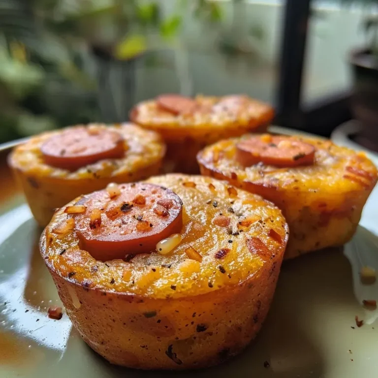 ['Close-up of golden-brown Healthy Corn Dog Muffins on a white plate.', 'Side view of Healthy Corn Dog Muffins showcasing their fluffy texture.', 'Juicy corn dog muffins arranged neatly on a rustic wooden table.', 'A plate of Healthy Corn Dog Muffins with a few hot dogs peeking out.']