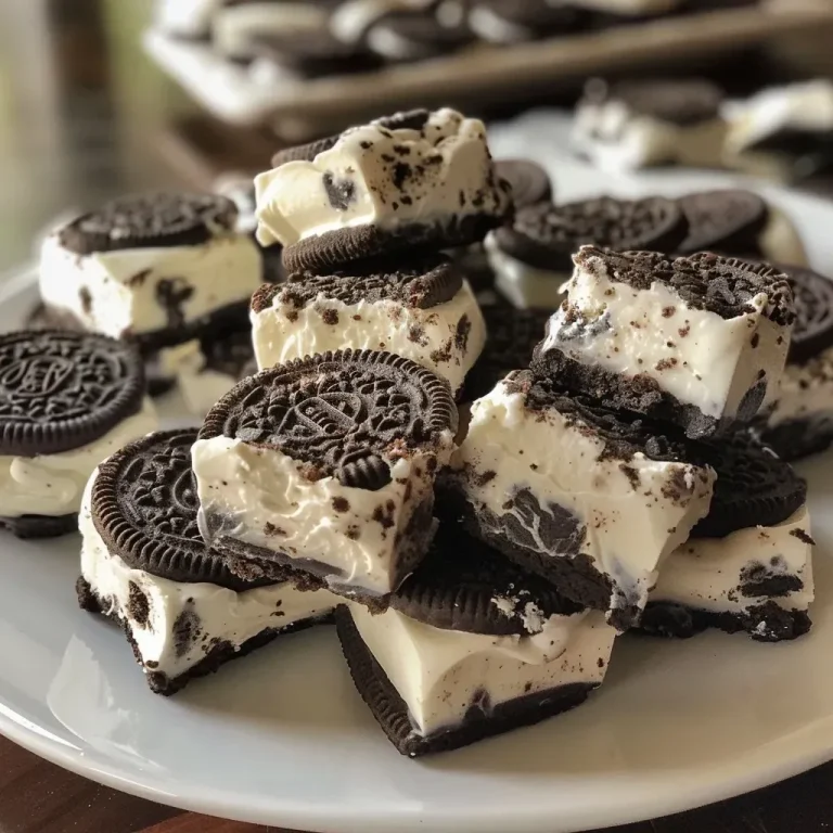 ['Close-up of No-Bake Oreo Cheesecake Bites with a smooth texture.', 'Side view of creamy Oreo cheesecake bites garnished with cookie pieces.', 'Delicious No-Bake Oreo Cheesecake Bites arranged on a plate.', 'Healthy dessert bites made with Oreo thins and cream cheese.']