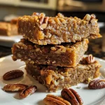 ['A close-up side view of Healthy Pumpkin Pecan Bars showcasing their textured layers.', 'Detailed side view of pumpkin pecan bars with visible pecan pieces and a golden-brown top.', 'Close-up image of a gluten-free pumpkin pecan bar highlighting its moist texture.', 'Side view of freshly baked pumpkin bars with chopped pecans and a glossy finish.']