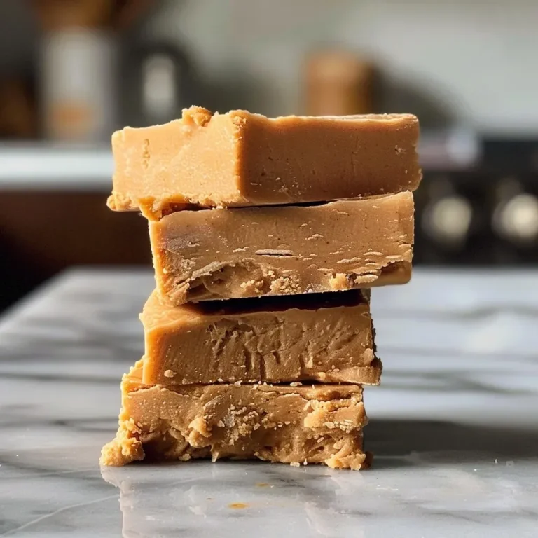 ['Close-up of creamy peanut butter fudge with a glossy texture on a wooden surface.', 'Side view of sliced high-protein peanut butter fudge showcasing its rich color and smooth consistency.', 'Juicy and thick high-protein fudge with a natural peanut butter finish, captured in bright lighting.', 'A delectable piece of peanut butter fudge with a soft bite, displayed on a rustic table.']