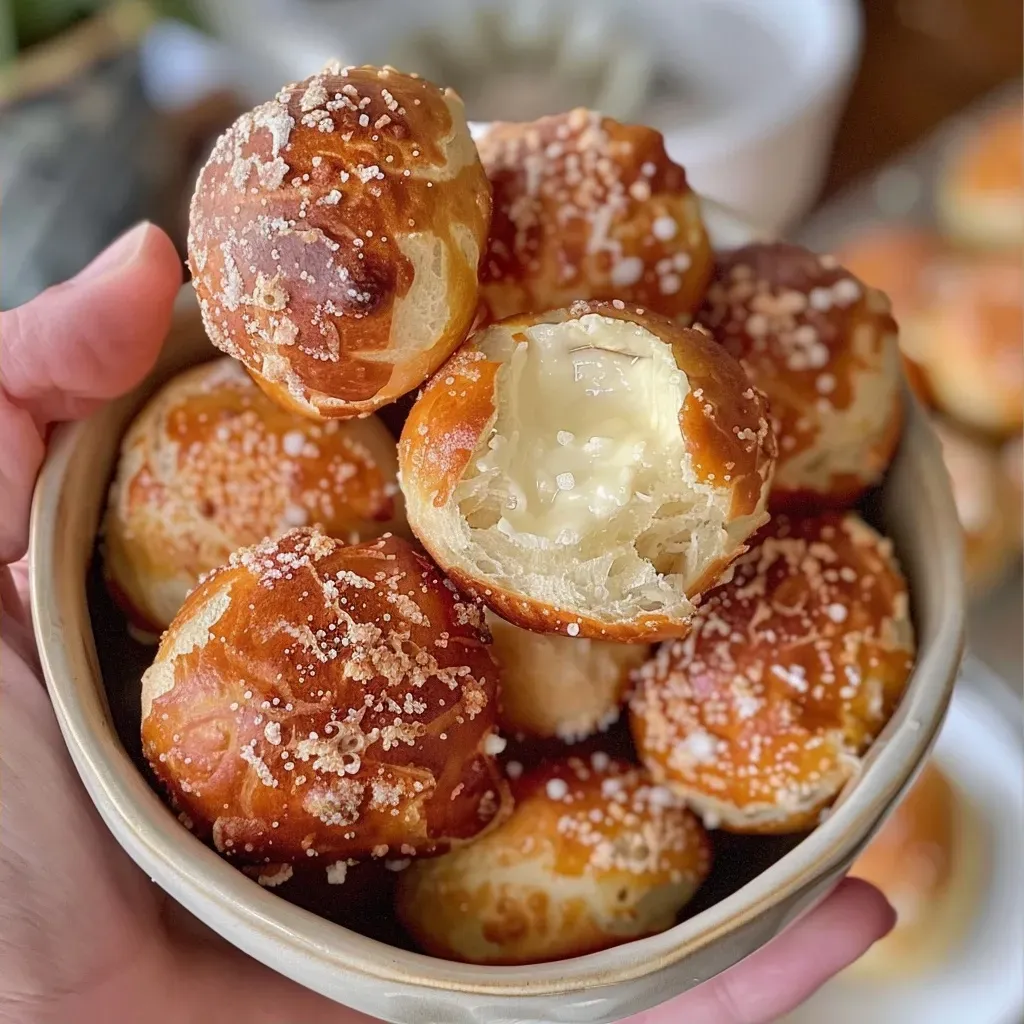 ['A close-up view of golden-brown high protein pretzel bites on a white plate.', 'Juicy high protein pretzel bites presented on a wooden table, showcasing a crispy exterior.', 'Side view of soft, chewy high protein pretzel bites with a sprinkle of salt on top.', 'An iPhone photo capturing high protein pretzel bites, highlighting their texture and color.']