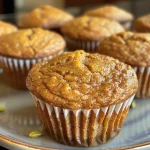 ['Close-up view of a high-protein pumpkin muffin with a cream cheese filling, topped with pumpkin seeds.', 'Side view of a freshly baked pumpkin muffin showcasing its soft texture and creamy interior.', 'Juicy high-protein pumpkin muffin sliced to reveal a rich cream cheese filling, garnished with pepitas.', 'Mouth-watering pumpkin muffin featuring a smooth cream cheese center, displayed on a rustic wooden background.']