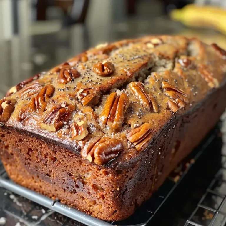 ['Close-up view of moist Maple Pecan Banana Bread with a crusty top and visible pecan pieces.', 'Side view of a sliced Maple Pecan Banana Bread showcasing its fluffy texture and rich color.', 'Detailed shot of Maple Pecan Banana Bread with a golden-brown exterior and chunks of banana and pecans.', 'Side perspective of homemade Maple Pecan Banana Bread highlighting its inviting appearance and delicious ingredients.']