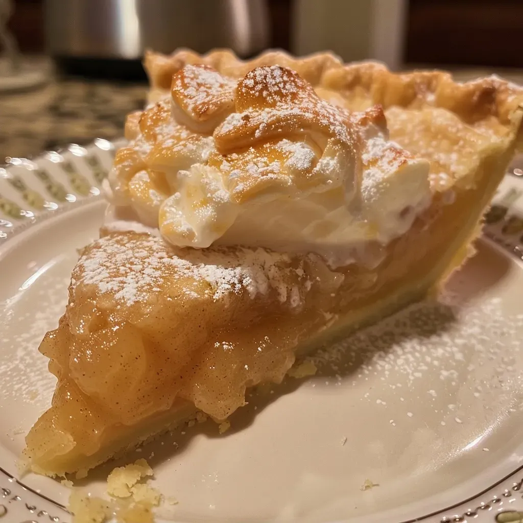 ['A close-up view of a golden-brown Maple Pie with a flaky crust.', 'Side view of a delicious Maple Pie showing its luscious filling and rich color.', 'Juicy Maple Pie captured with an iPhone 15 Pro, highlighting its tempting texture.', 'Detailed side perspective of Maple Pie, featuring a buttery crust and creamy interior.']