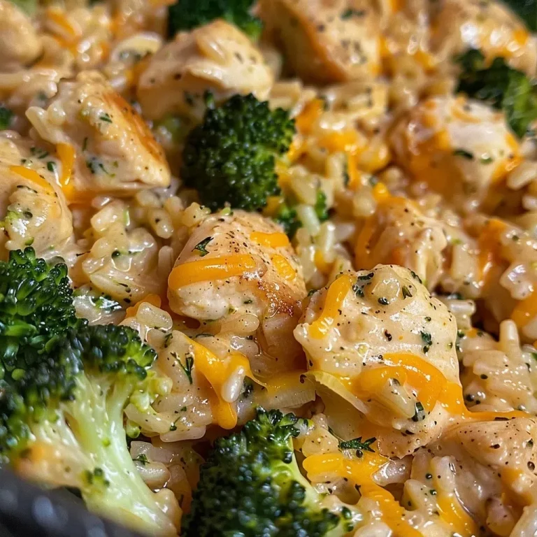 ['Close-up view of a creamy one-pot dish featuring chicken, broccoli, and rice.', 'Side view of a bowl filled with cheesy chicken broccoli rice, showcasing vibrant green broccoli pieces.', 'Juicy chicken and rice dish with melted cheese and broccoli florets served in a pot.', 'A colorful one-pot meal highlighting chicken, broccoli, and rice with a cheesy topping.']