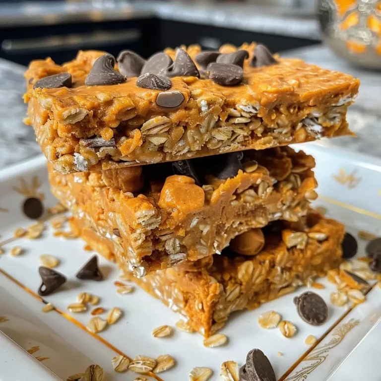 ['Close-up view of Protein Pumpkin Krispie Treats featuring a golden-brown texture and chocolate chips.', 'Side view of delicious Protein Pumpkin Krispie Treats with visible pumpkin and crispy rice textures.', 'Detailed shot of Protein Pumpkin Krispie Treats showcasing the ingredients and chocolate chips.', 'Close-up of chewy Protein Pumpkin Krispie Treats with a rich pumpkin color and crispy surface.']