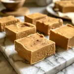 ['Close-up view of creamy pumpkin spice fudge with a rich texture.', 'Side angle of a slice of Protein Pumpkin Spice Fudge on a wooden surface.', 'Detailed shot of delicious fudge topped with a sprinkle of cinnamon sugar.', 'Creamy, golden pumpkin fudge in a rustic setting, showcasing its smooth surface.']
