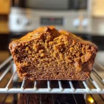 ['Close-up side view of golden-brown Pumpkin Banana Bread loaf with a moist texture.', 'A slice of Pumpkin Banana Bread highlighting its dense and fluffy interior, adorned with pumpkin seeds.', 'Freshly baked Pumpkin Banana Bread on a wooden cutting board, showcasing its vibrant color and texture.', 'Deliciously baked Pumpkin Banana Bread with visible banana pieces and a sprinkle of spices.']