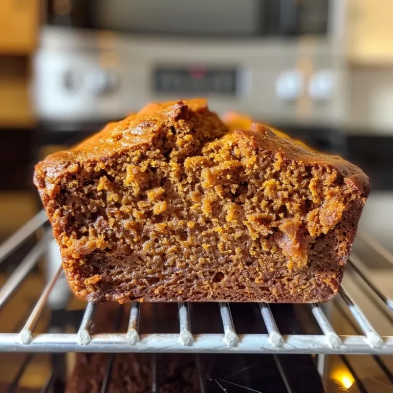 ['Close-up side view of golden-brown Pumpkin Banana Bread loaf with a moist texture.', 'A slice of Pumpkin Banana Bread highlighting its dense and fluffy interior, adorned with pumpkin seeds.', 'Freshly baked Pumpkin Banana Bread on a wooden cutting board, showcasing its vibrant color and texture.', 'Deliciously baked Pumpkin Banana Bread with visible banana pieces and a sprinkle of spices.']