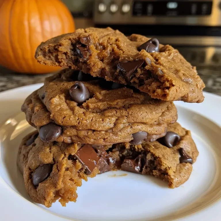 ['Close-up side view of a freshly baked Pumpkin Chocolate Chip Cookie, showcasing its soft texture and melted chocolate chips.', 'An enticing close-up shot of Pumpkin Chocolate Chip Cookies, highlighting their golden-brown color and gooey chocolate.', 'A detailed side view of a warm Pumpkin Chocolate Chip Cookie, with visible chocolate chips and a fluffy texture.', 'Close-up angle of a Pumpkin Chocolate Chip Cookie, emphasizing its rich color and enticing aroma of spices.']