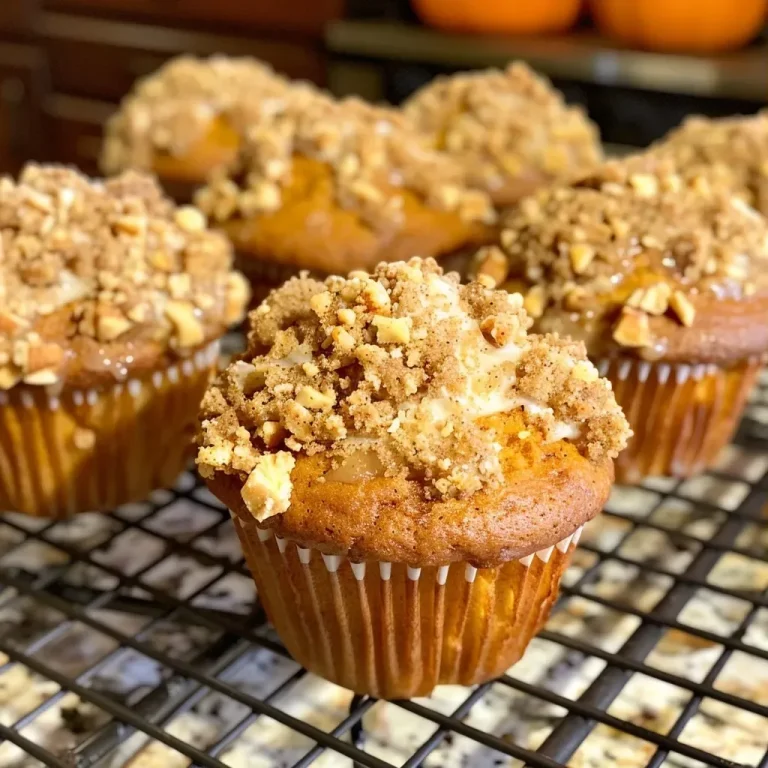 ['Close-up of a pumpkin coffee cake muffin with a rich golden-brown hue, showing the streusel topping.', 'Side view of a warm pumpkin coffee cake muffin, highlighting its moist texture and nutty walnut pieces.', 'Delicious pumpkin coffee cake muffin with a crumbly topping, displayed on a wooden table.', 'A fluffy pumpkin coffee cake muffin cut in half, revealing its moist interior and spices.']