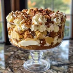 ['Close-up view of a Pumpkin Spice Trifle layered with cake and cream.', 'Side photo of a delectable Pumpkin Spice Trifle featuring whipped topping and pumpkin layers.', 'Detailed image of a Pumpkin Spice Trifle showcasing spice cake and creamy pumpkin filling.', 'Beautifully layered Pumpkin Spice Trifle in a glass dish, highlighting its rich textures.']