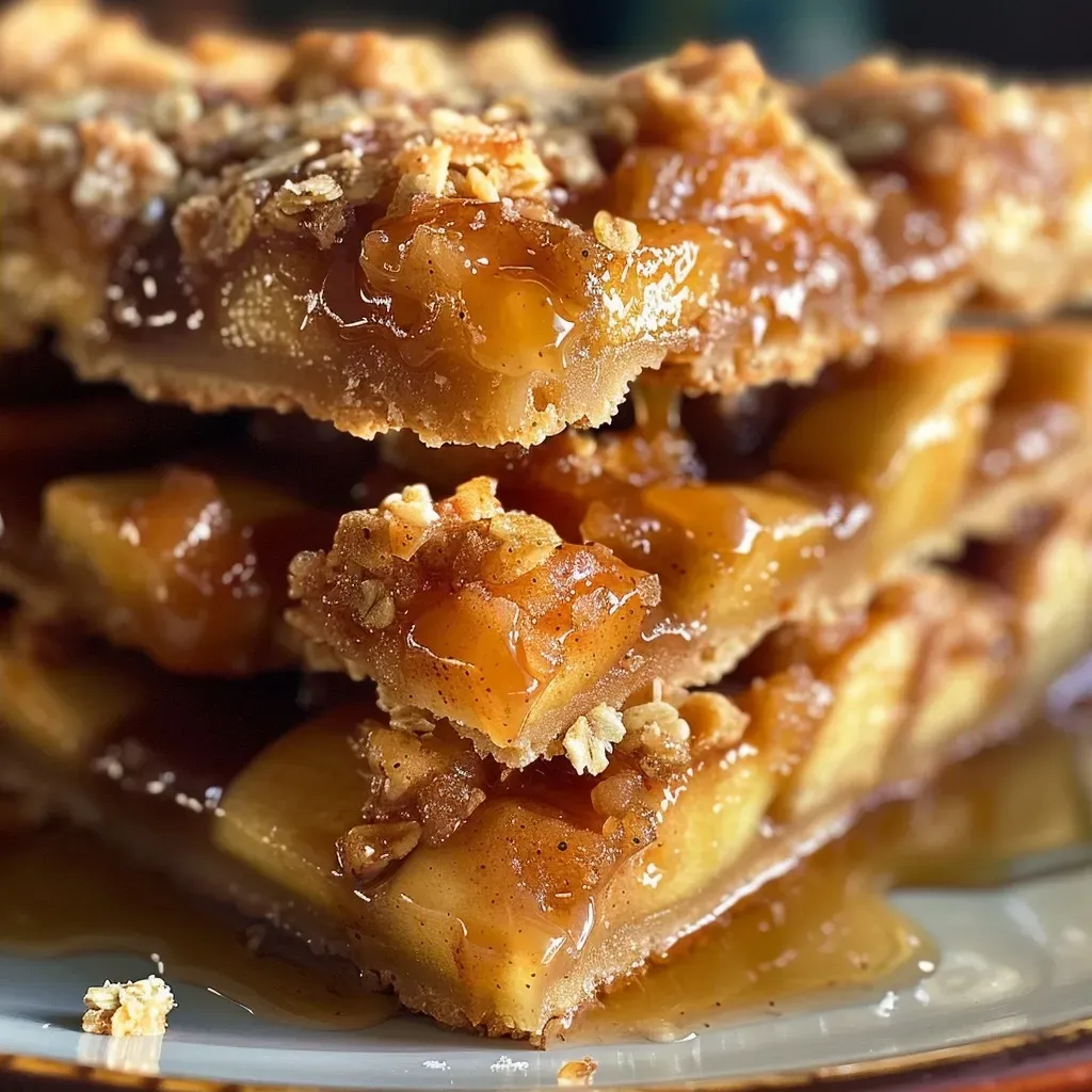 ['Close-up view of Salted Caramel Apple Pie Bars, showing layers of apples and caramel drizzled on top.', 'Side view of delicious Salted Caramel Apple Pie Bars with visible apple slices and caramel topping.', 'Detailed shot of a slice of Salted Caramel Apple Pie Bars featuring a crust, apple filling, and caramel drizzle.', 'Juicy Salted Caramel Apple Pie Bars displayed with a rich, golden caramel sauce and apple segments.']