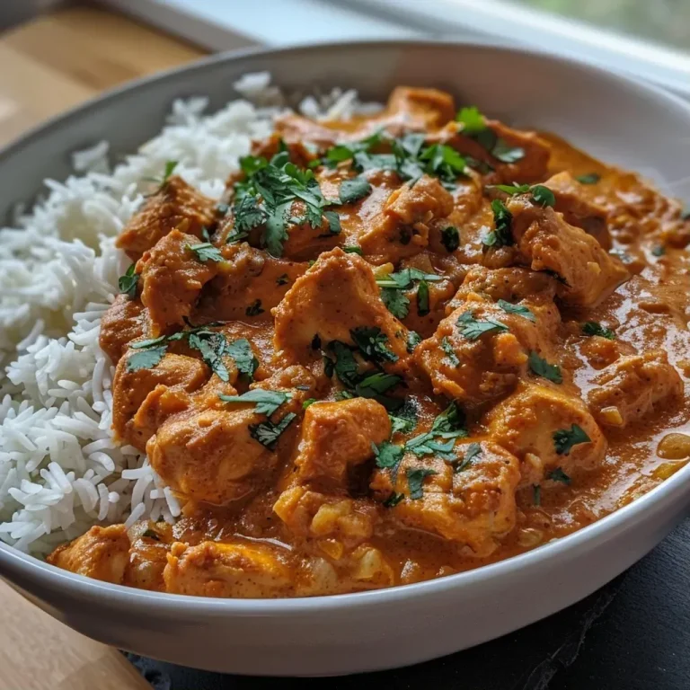 ['Close-up view of a bowl filled with Slow Cooker Chicken Tikka Masala, garnished with fresh cilantro.', 'Side perspective of a serving of Chicken Tikka Masala, showcasing the creamy texture and vibrant spices.', 'Delicious Slow Cooker Chicken Tikka Masala in a dish, highlighting pieces of chicken and rich sauce.', 'A close-up of Chicken Tikka Masala, featuring chunks of chicken and a creamy coconut sauce.']