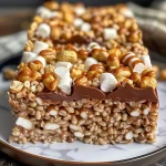 ['A close-up view of a Snickers Rice Crispy Treat, showcasing layers of marshmallow and chocolate.', 'Side view of a gooey Snickers Rice Crispy Treat, featuring visible chunks of peanuts and chocolate.', 'Detailed image of a Snickers Rice Crispy Treat, highlighting a textured surface and rich caramel drizzle.', 'Close-up of a cut Snickers Rice Crispy Treat, with contrasting colors of chocolate, caramel, and marshmallow.']