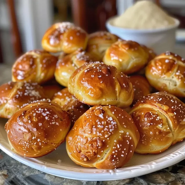['Close-up of soft pretzel bites, golden brown with a sprinkle of salt.', 'Side view of warm, fluffy pretzel bites arranged on a plate.', 'Juicy soft pretzel bites in a rustic setting, showcasing their texture.', 'An appetizing display of soft pretzel bites with coarse salt on top.']
