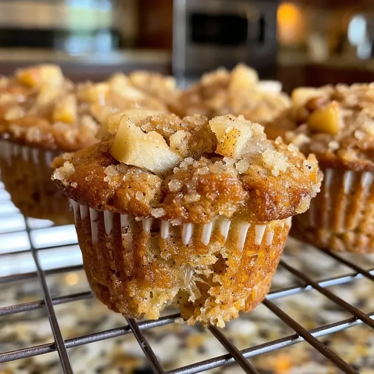 ['A close-up side view of freshly baked spiced pear muffins with a golden-brown crust.', 'Juicy spiced pear muffins displayed on a wooden surface, showcasing their fluffy texture.', 'Soft and inviting spiced pear muffins with visible pear chunks and a sprinkle of cinnamon.', 'A detailed look at warm spiced pear muffins, highlighting their moist interior and crumbly top.']