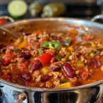 ['A close-up view of a steaming bowl of turkey chili, highlighting its rich texture and vibrant colors.', 'A side view of turkey chili in a bowl, showcasing ingredients like beans, peppers, and herbs.', 'A detailed shot of a hearty turkey chili, emphasizing the chunks of meat and fresh cilantro garnish.', 'An inviting bowl of turkey chili, featuring diced tomatoes and jalapenos, ready to be served.']
