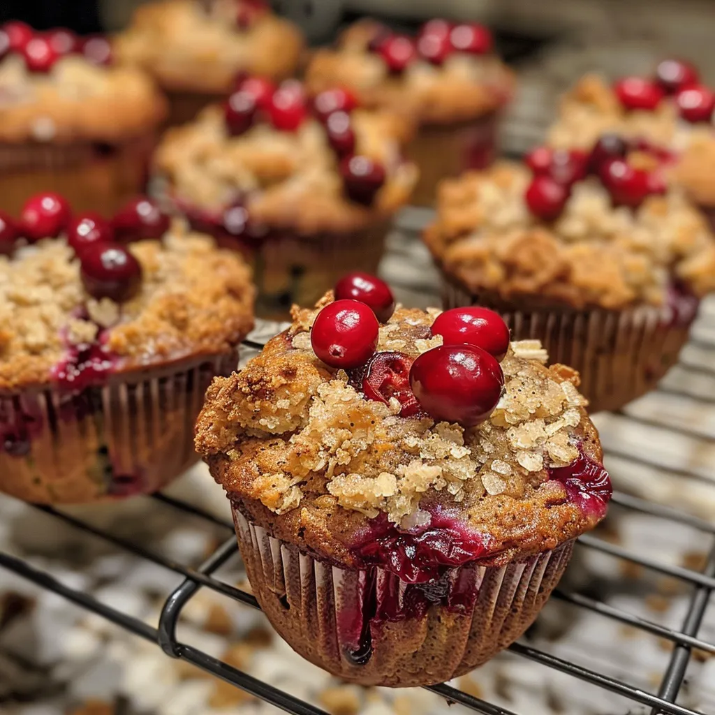 ['Close-up side view of a moist Cranberry Orange Protein Muffin with visible cranberries.', 'Deliciously baked Cranberry Orange Protein Muffins showcasing their texture and color.', 'A stack of vibrant Cranberry Orange Protein Muffins highlighting fresh cranberries and orange zest.', 'Juicy Cranberry Orange Protein Muffin cut open, revealing its fluffy interior and fruit pieces.']
