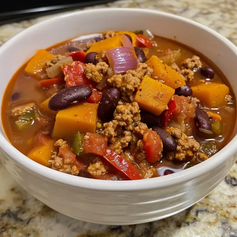 ['Close-up view of a bowl of Turkey Pumpkin Chili garnished with fresh herbs.', 'Side view of a hearty bowl of Turkey Pumpkin Chili with visible beans and peppers.', 'Delicious Turkey Pumpkin Chili in a rustic bowl, showcasing vibrant colors of ingredients.', 'Tasty Turkey Pumpkin Chili, highlighting the texture of ground turkey and pumpkin.']