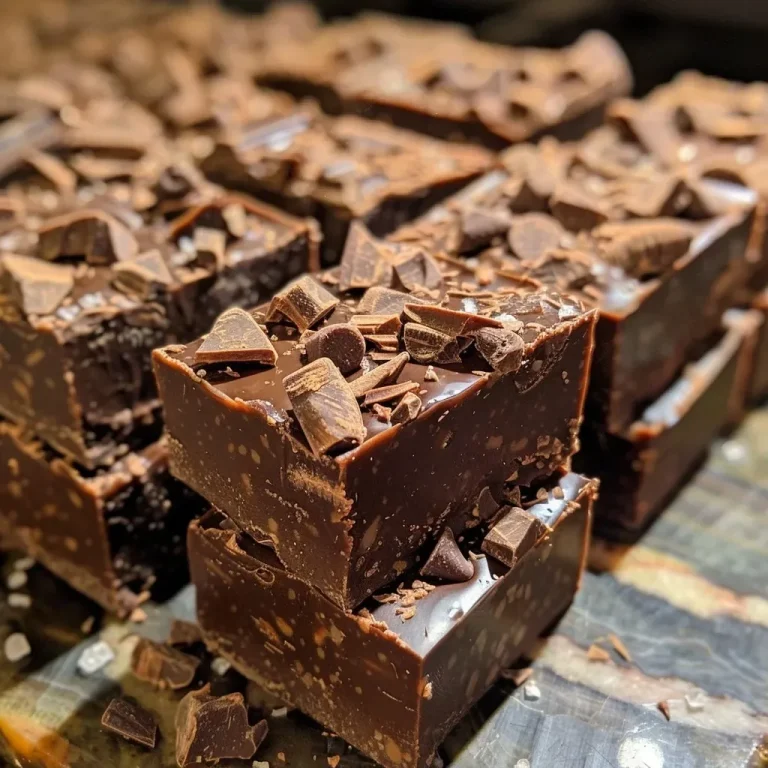 ['Close-up side view of rich vegan dark chocolate fudge sprinkled with sea salt.', 'Thick, glossy vegan fudge made from dark chocolate chips and topped with sea salt.', 'A tempting slice of vegan dark chocolate fudge with a shiny texture and sea salt flakes.', 'Side view of decadent dark chocolate fudge with a creamy appearance and sea salt.']