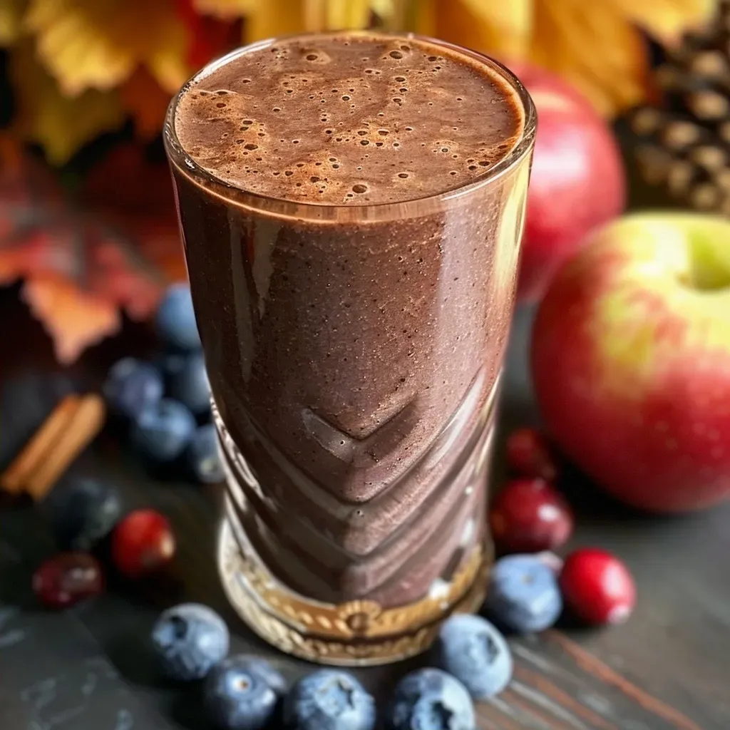['Close-up view of a vibrant purple smoothie in a glass, garnished with mint leaves.', 'A side view of a rich, thick purple smoothie topped with a sprinkle of cinnamon.', 'Smoothie in a clear glass showcasing deep blue and purple hues, with fruit residue on the side.', 