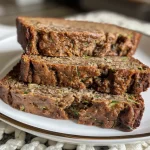 ['A close-up side view of juicy zucchini bread, showcasing its moist texture and golden-brown crust.', 'Sliced zucchini bread displayed from the side, highlighting its soft interior and flecks of zucchini.', 'A detailed side shot of a loaf of zucchini bread, featuring its rich color and inviting sheen.', 'An iPhone 15 Pro capture of zucchini bread, emphasizing its deliciously baked exterior and lush filling.']