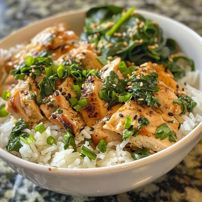 Creamy Spinach Chicken Rice Bowl