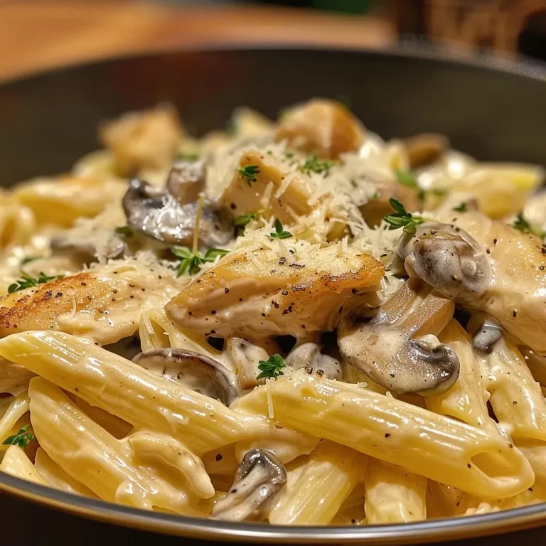 Savor the Creamy Delight: Chicken & Mushroom Pasta That Dances on Your Taste Buds! Indulge in Chicken & Mushroom Pasta in Decadent Cream Sauce