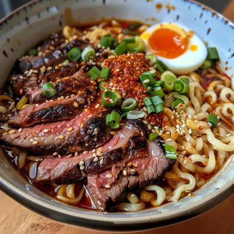 Spicy Korean Ramen with Grilled Beef Creamy Sauce